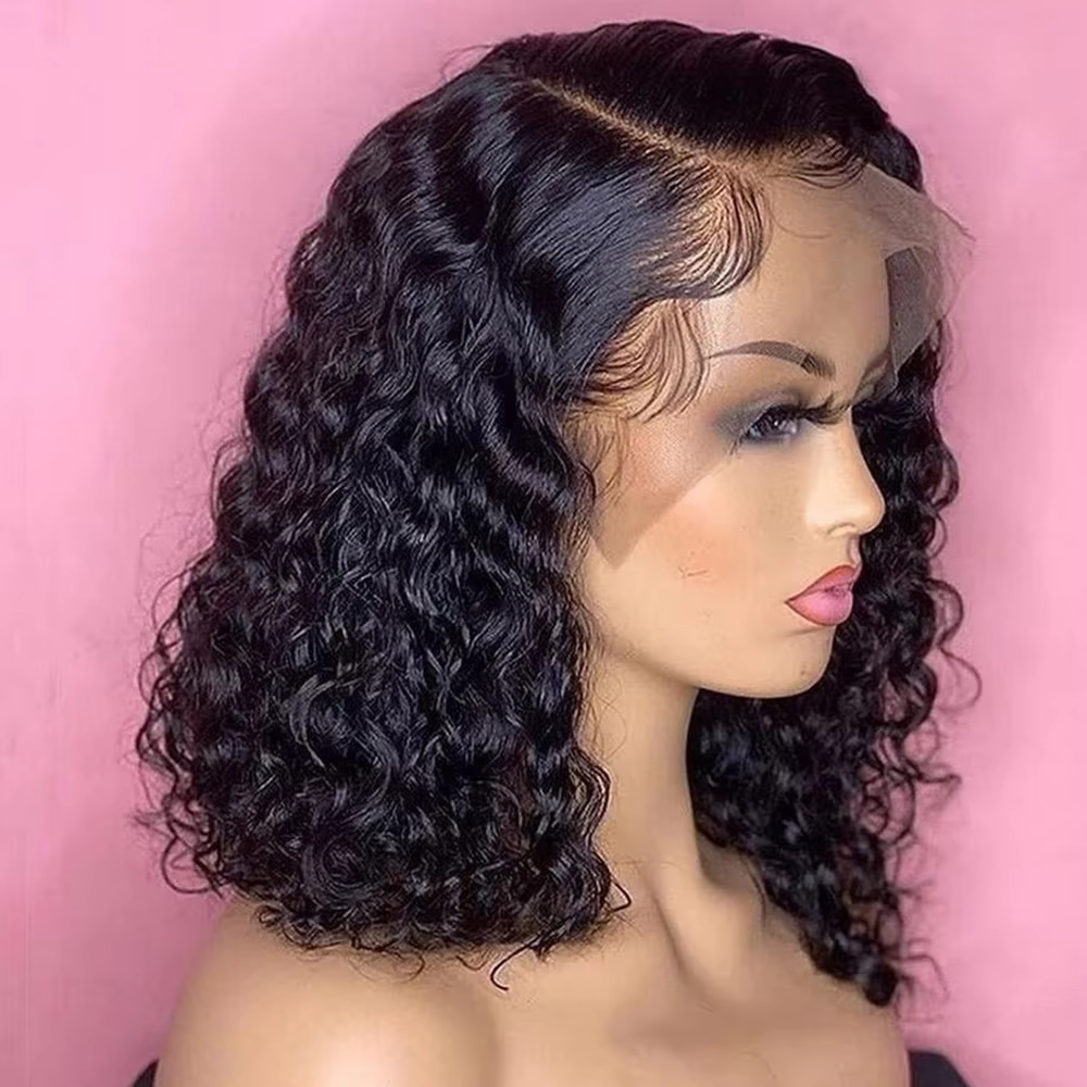 220% Density Curly Bob Wigs Human Hair Deep Wave Bob Wig 13×4 Lace Front Wig Deep Curly Human Hair Wigs Lace Front Wig For Women