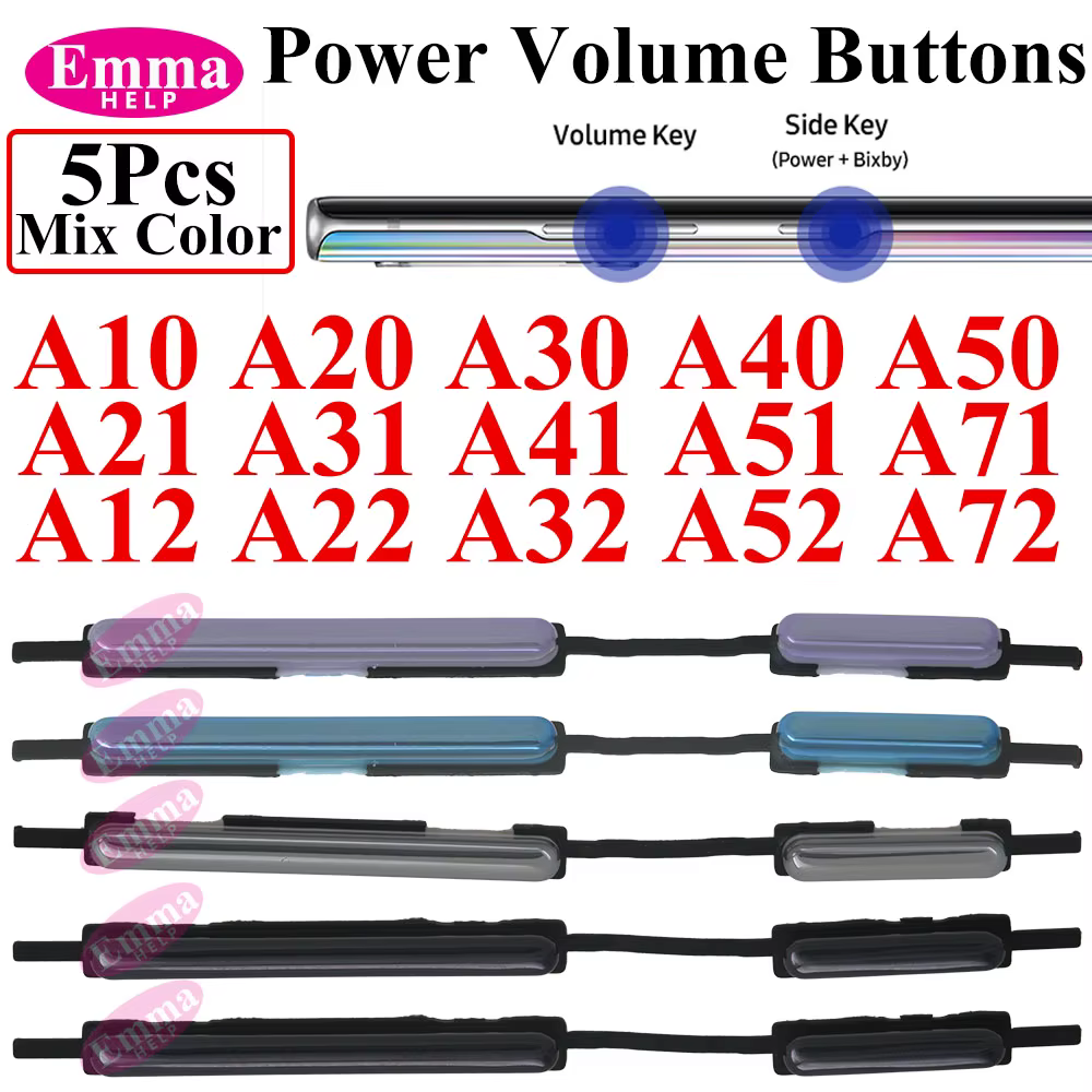 Side Volume Button + Power on / OFF Button Key Replacement Part for Samsung A21 A31 A41 A51 A71 A12 A32 A52 A72 A10 A20 A30 A50