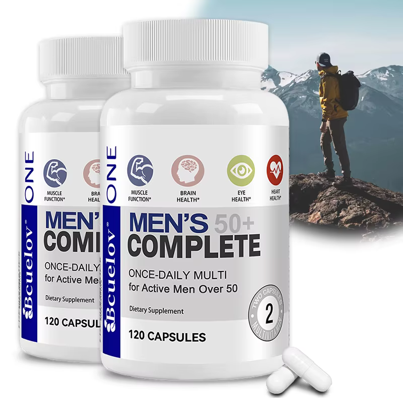 Men's 50+ Daily Super Multivitamin, High Potency Formula for Brain, Eye & Heart Health, Vitamins A C D E K B1 to B12 Gluten Free