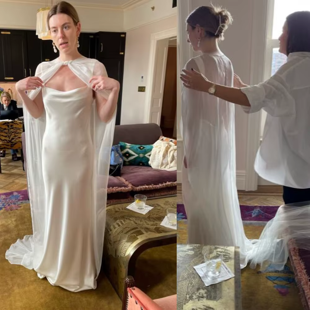 Chiffon Long Cape Shawl Summer Wrap BOLERO Floor-Length Bridal Wedding Jacket Customized