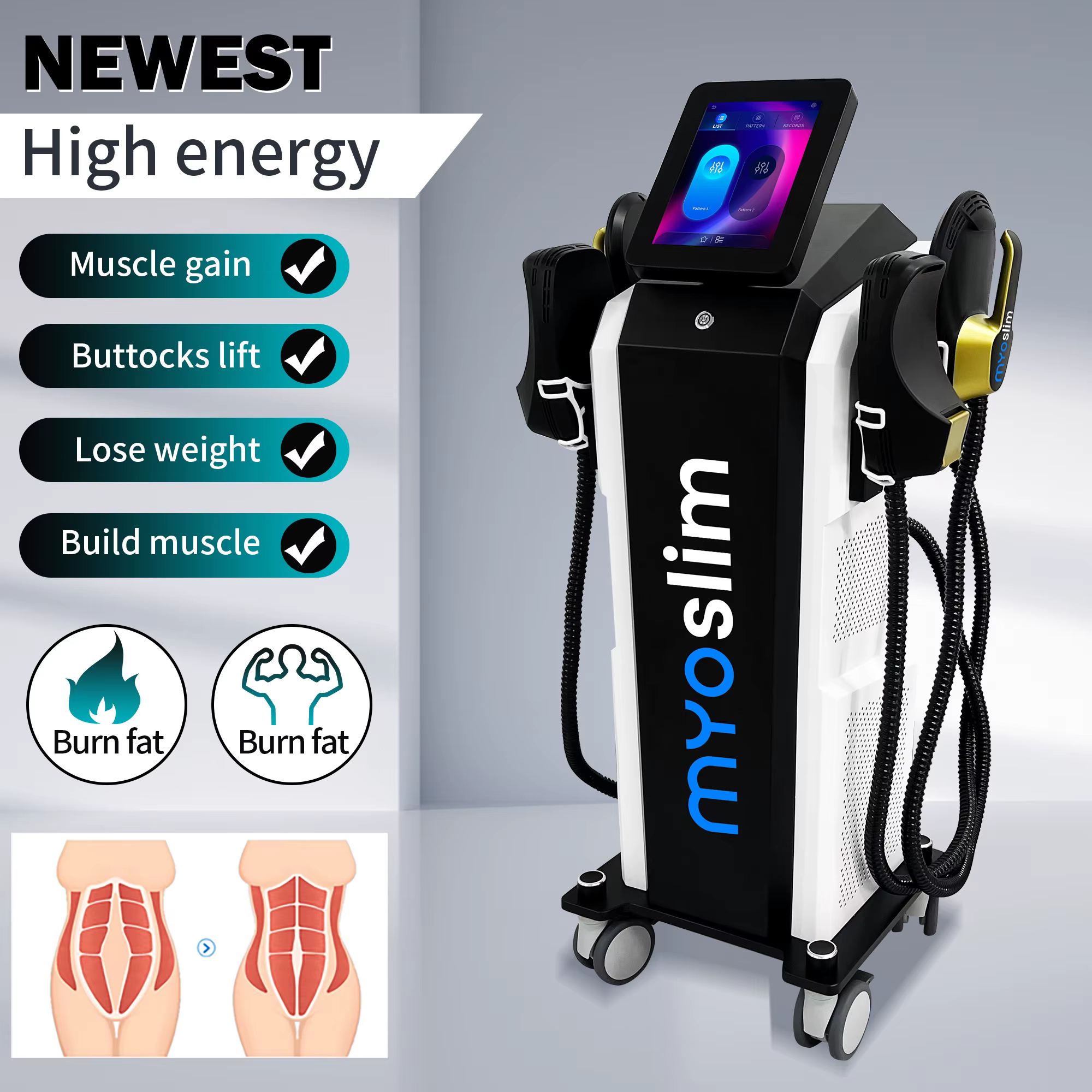 PRO 6500W NEO RF Body Slimminng Machine Professional Electromagnetic Fat Removal Btromagnetic Stimulate