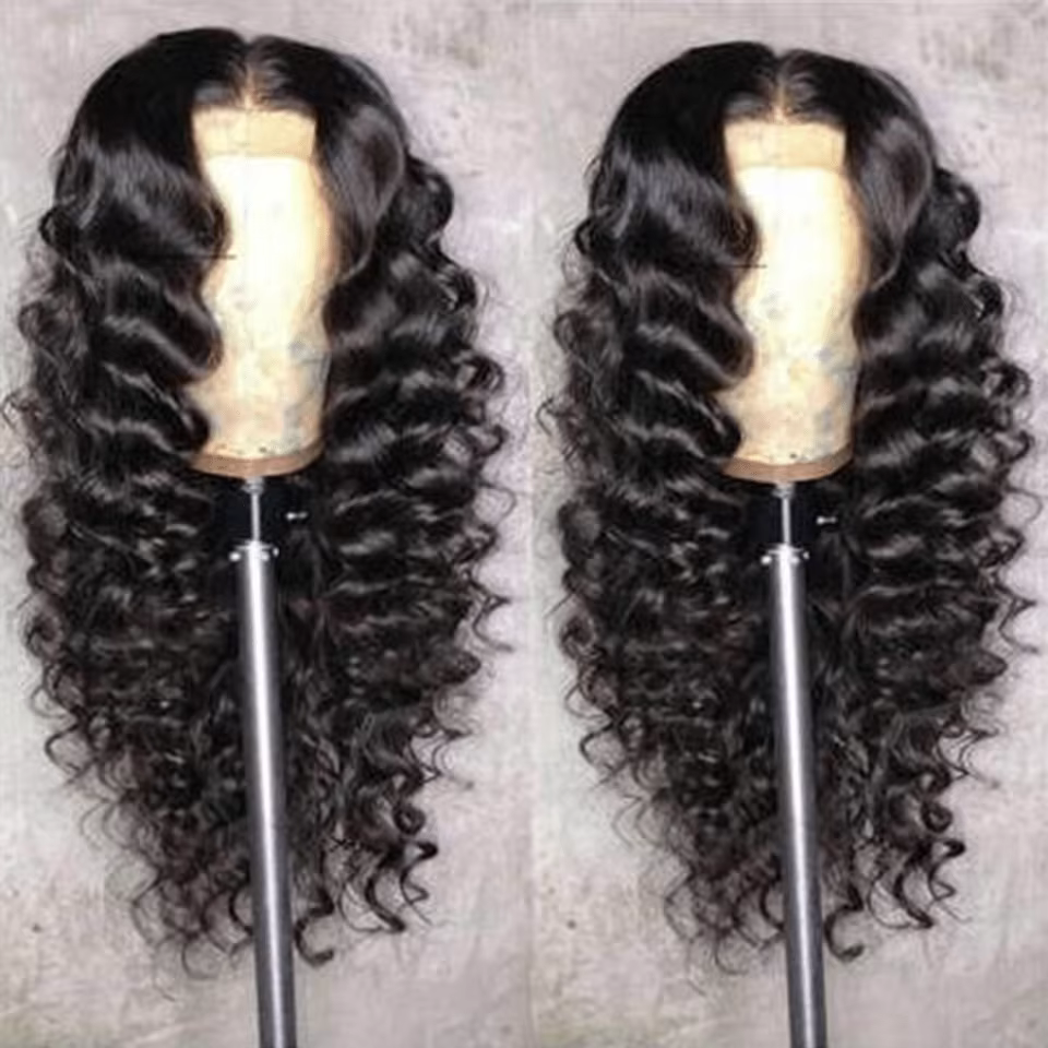 42 Inch 250 Density Deep Wave Human Hair Wigs Curly Brazilian Lace Front Wigs Pre Plucked Natural Black 13X6 Hd Lace Frontal Wig
