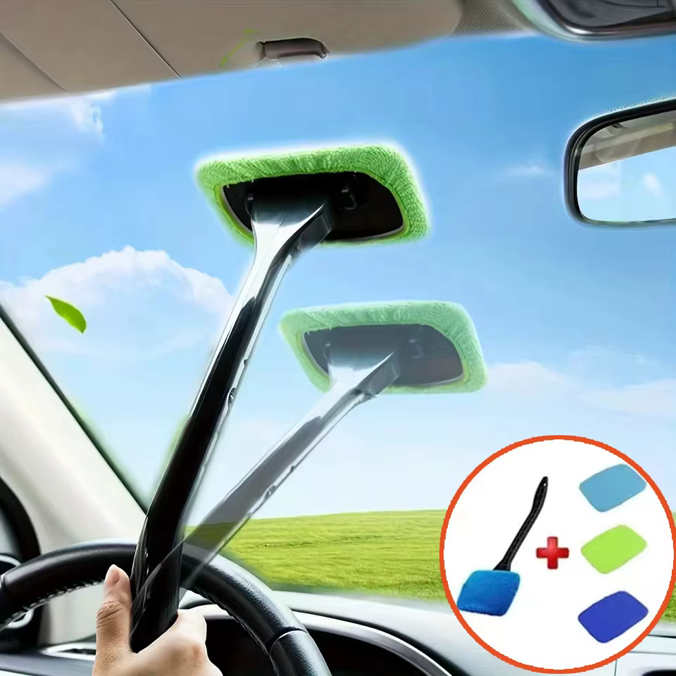 Car Window Cleaner Brush Kit Windshield Cleaning Wash Tool Inside Interior Auto Glass Wiper with Long Handle Car Accessories