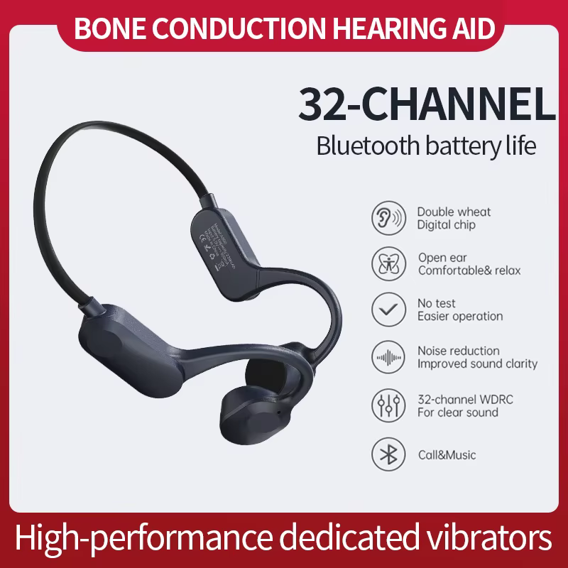 2025 New Bone Conduction Hearing Aid Rechargeable 32 Channel Digital Wireless Bluetooth Smart Headphone for Seniors Deaf People
