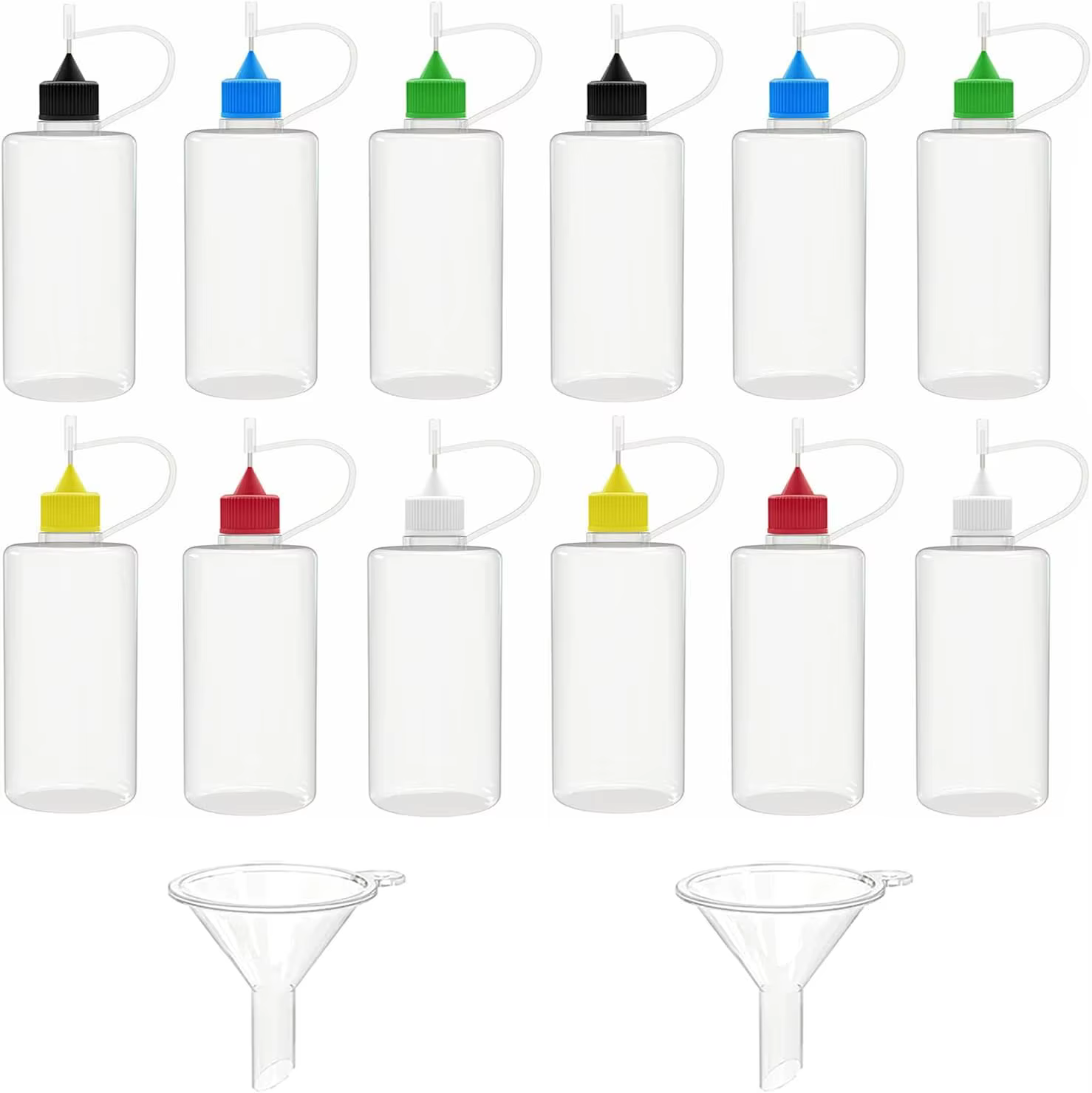 5pcs 3ml- 120ml Empty Plastic Squeezable Tip Applicator Bottle refillable Dropper Bottles with Needle Tip Caps for Glue DIY
