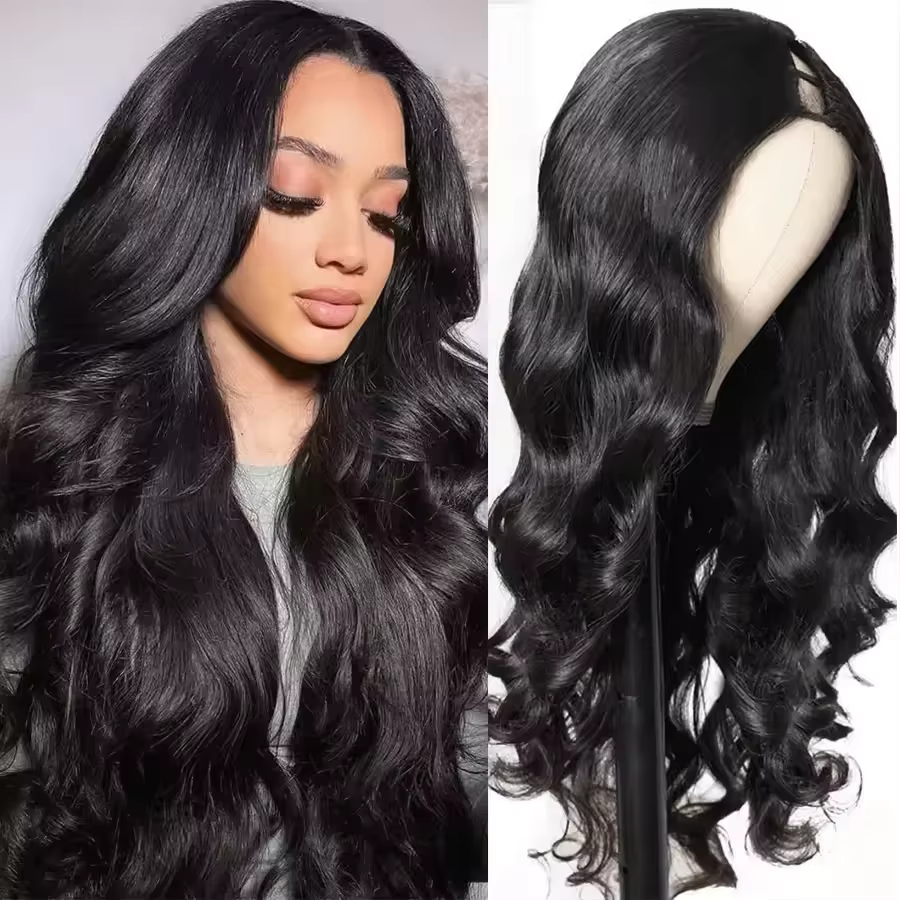 U Part V Part Body Wave Human Hair Wig 200 Density Upgrade 30 32 Inch Natural Color Brazilian Hair Wigs No Glue No Leave Out