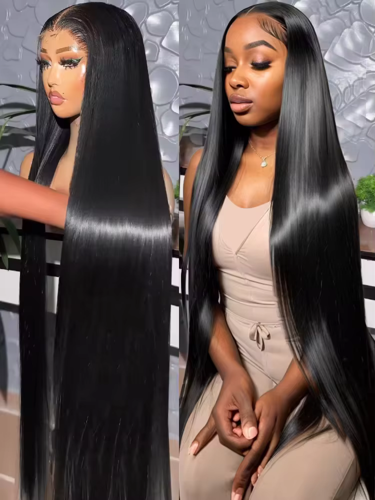 13x4 13x6 HD Transparent Lace Front Wigs Brazilian Straight Human Hair 250% Full Density Pre Plucked Natural Hairline Baby Hair Soft Wigs for Women