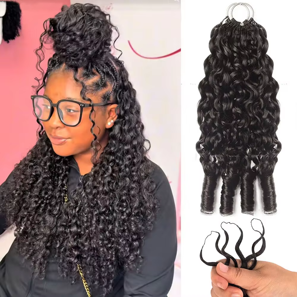 Burmese Curly Crochet Human Hair Braiding Invisible Feather-Line Burmese Curly Miracle Knots Braid Crochet Feather Human Hair