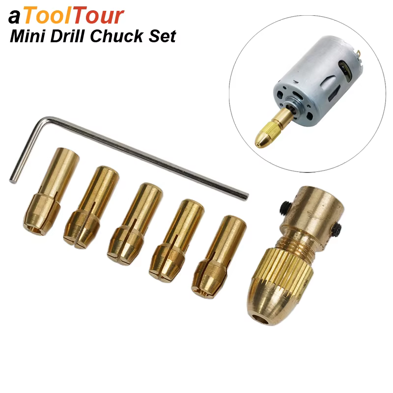 Mini Drill Chuck Collet Set For Electric Motor Shaft Fit Micro Twist Drill Brass Cartridge Rotary Tool Bit Clamping Nut Adapter