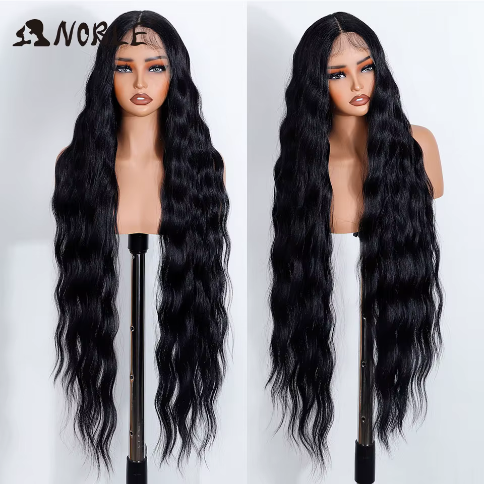Noble Synthetic Lace Front Wig 36Inch Long Wavy Lace Part Body Wavy Lace Wig For Women Lace Front Wig Ombre Blonde Cosplay Wig