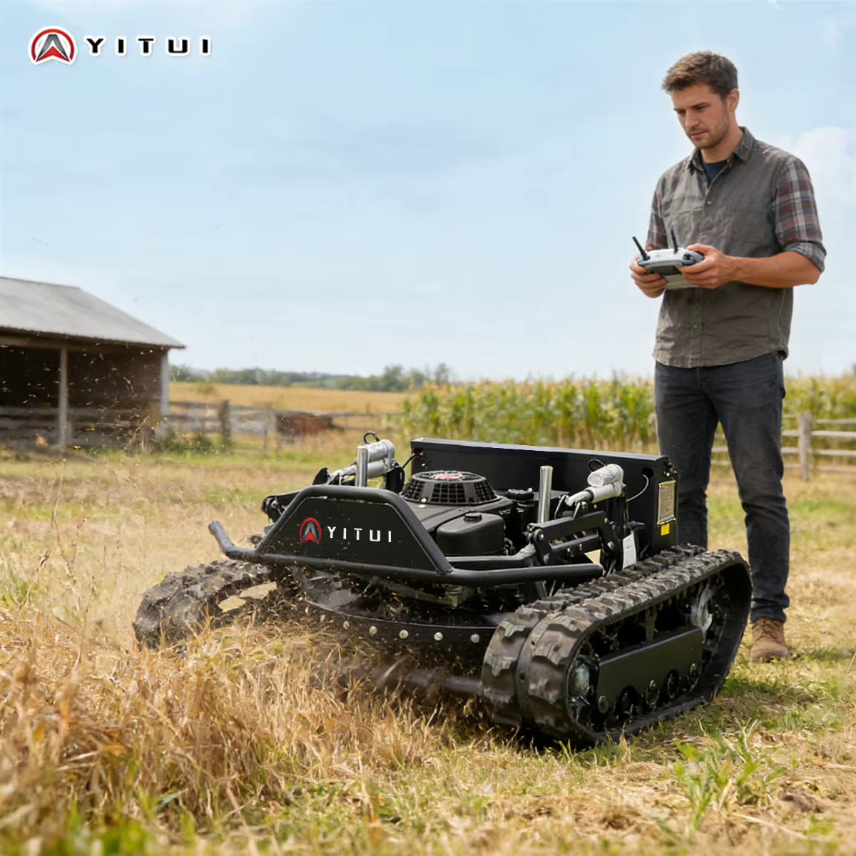 All Terrain Self Propelled Remote Controlled Lawn Mower For Home Use Garden And Lawn Small Sized Lawn Mower Customized