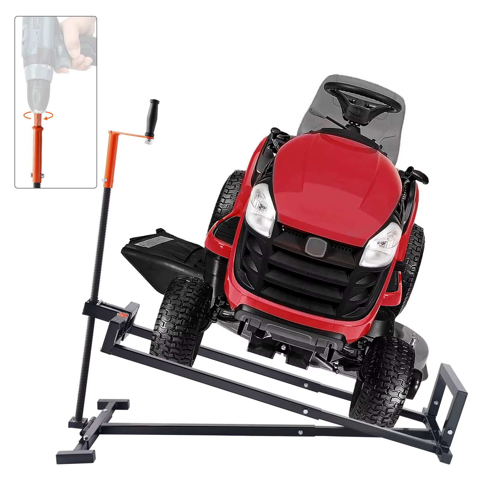SucceBuy Lawn Mower Lift with Hydraulic/Threaded jack, 500/880 Lbs Adjustable Movable Lawn Lifter for Lawn Mower Garden Tractor