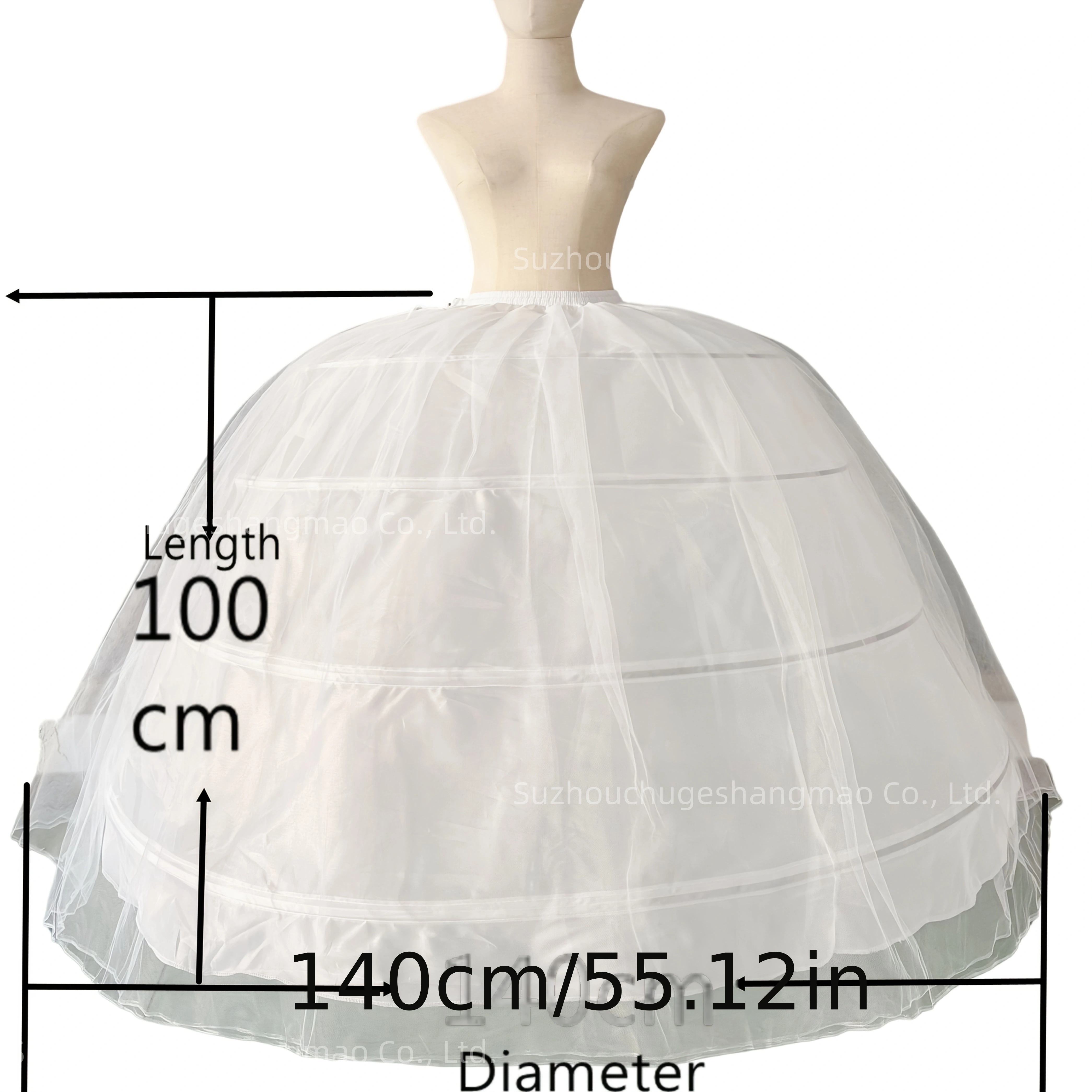 New Hot Sell 4 Hoops Big White/Black Petticoat Super Fluffy Crinoline Slip Underskirt For Wedding Dress Bridal Gown In Stock