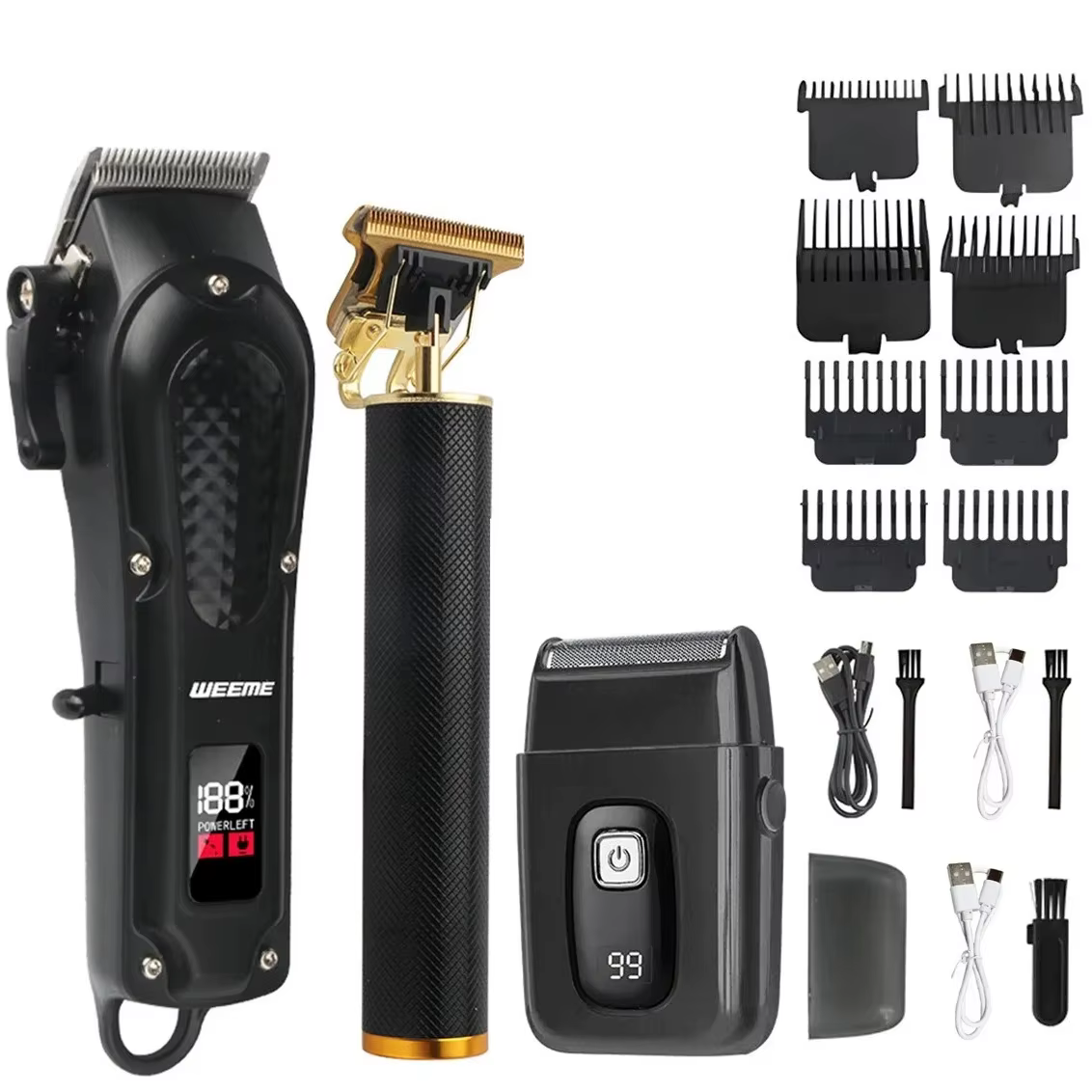Vintage Men's Electric Hair Clipper Rechargeable Beard Trimmer with Foot Hair Trimmer Kit USB Fast Charging Hair Clipper