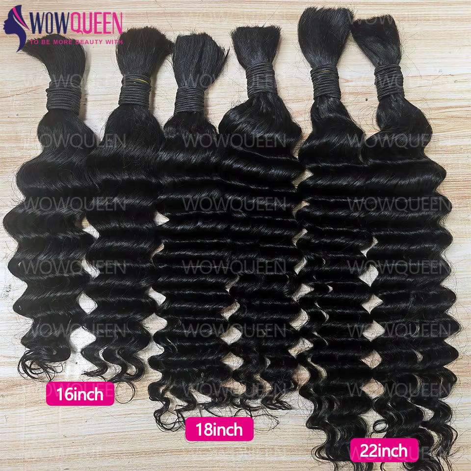 100% Human Hair Deep Wave Boho Braids Human Hair Bulk 50g/100g Braiding Hair Weave Extensions Brazilian Curly Hair for Braiding