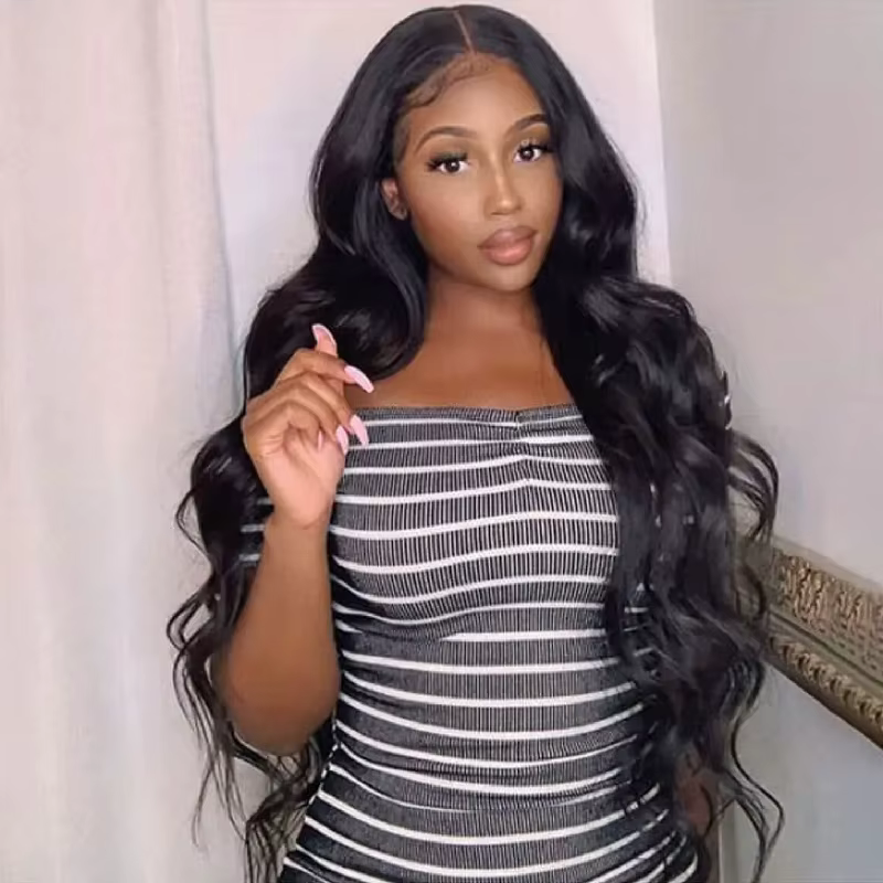 13x4 13x6 Brazilian Body Wave Human Hair Wigs Natural Black Pre-Plucked HD Transparent Lace Frontal Wig 180% Density