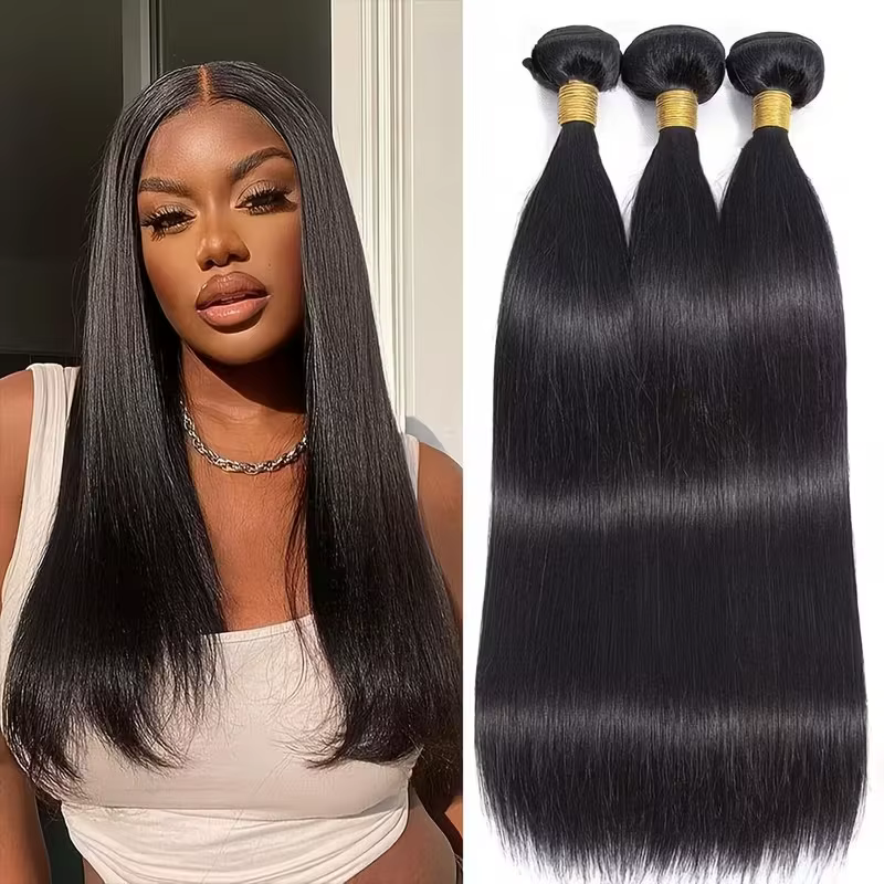 Natural Color Straight Human Hair Bundles 14-30 Inches Brazilian 1 3 4 Bundle Remy Human Hair Extensions Double Weft