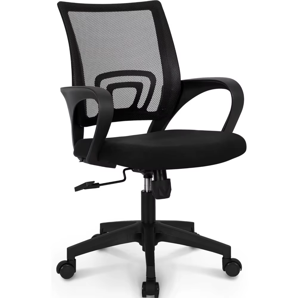 Black Mesh Gaming Office Chair Mid Back Lumbar Support Adjustable Height Swivel For Home Computer Desk Task