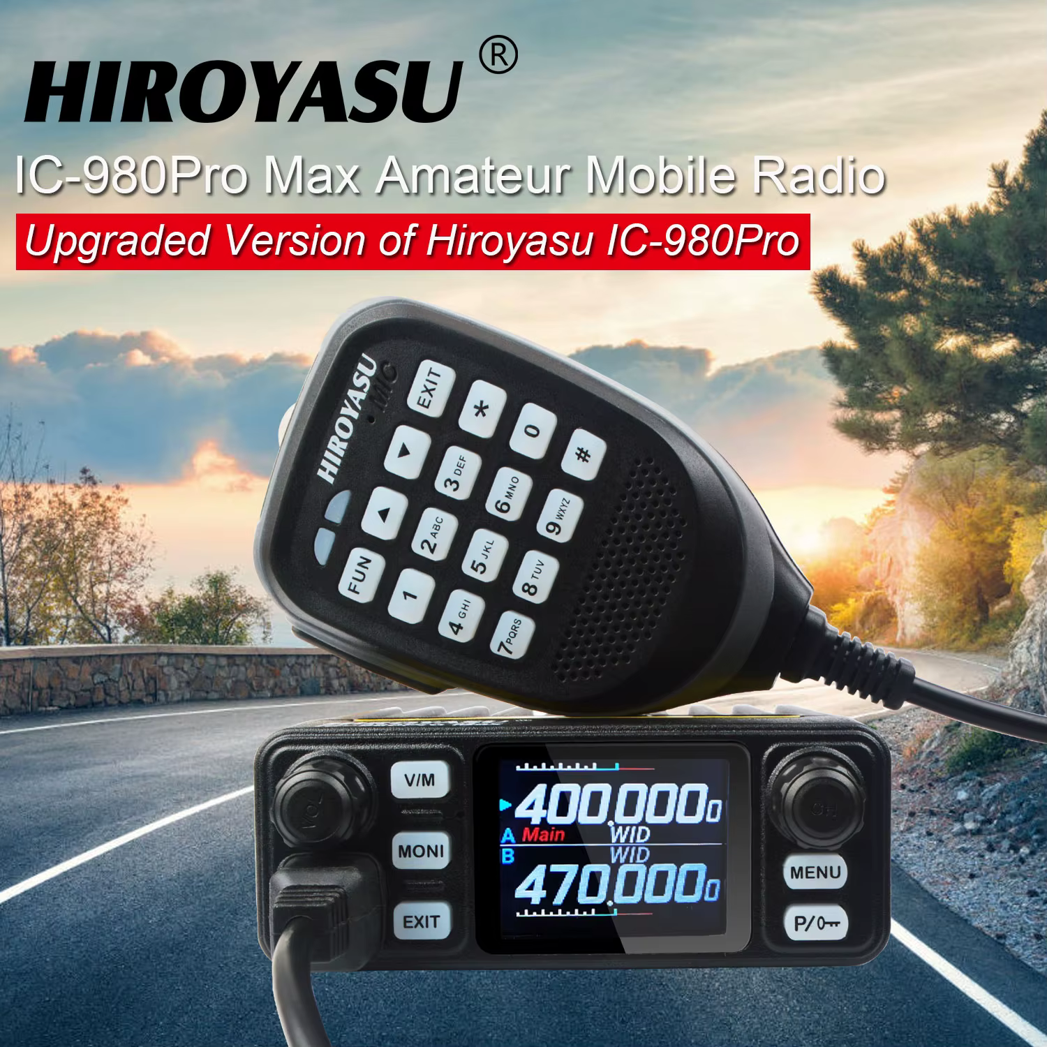 Walkie Talkie HIROYASU IC-980Pro Max 2m/70cm VHF UHF 144/430MHz FM/AM Dual Band DTMF 1750Hz Scrambler Vox Amateur Mobile Radio