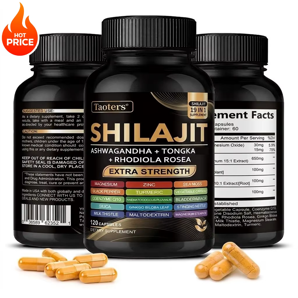 Shilajit Supplement with Sea Moss, Ashwagandha, Magnesium & Zinc - 19 IN 1 Organic Capsules, Non-GMO, Vegan, Natural Mineral