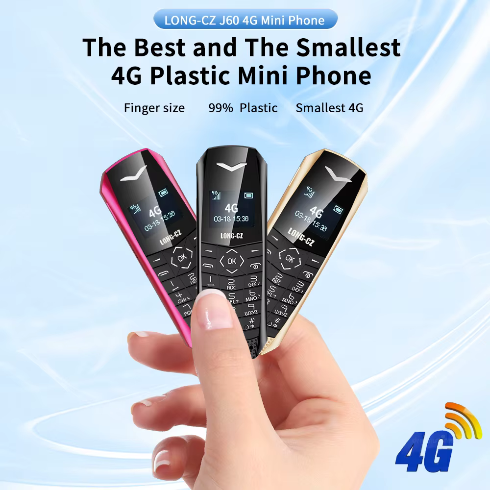 Super Mini Phone J60 4G Network Mobile Phone Wireless Bluetooth Keyboard Pocket Cellphone Alarm Clock SOS MP3 Player Recorder