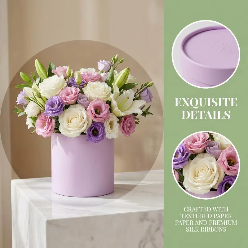 Bouquet Holder Flower Gift Box 12x12cm Round Shape for Wedding Party Present and Floral Event Decoration