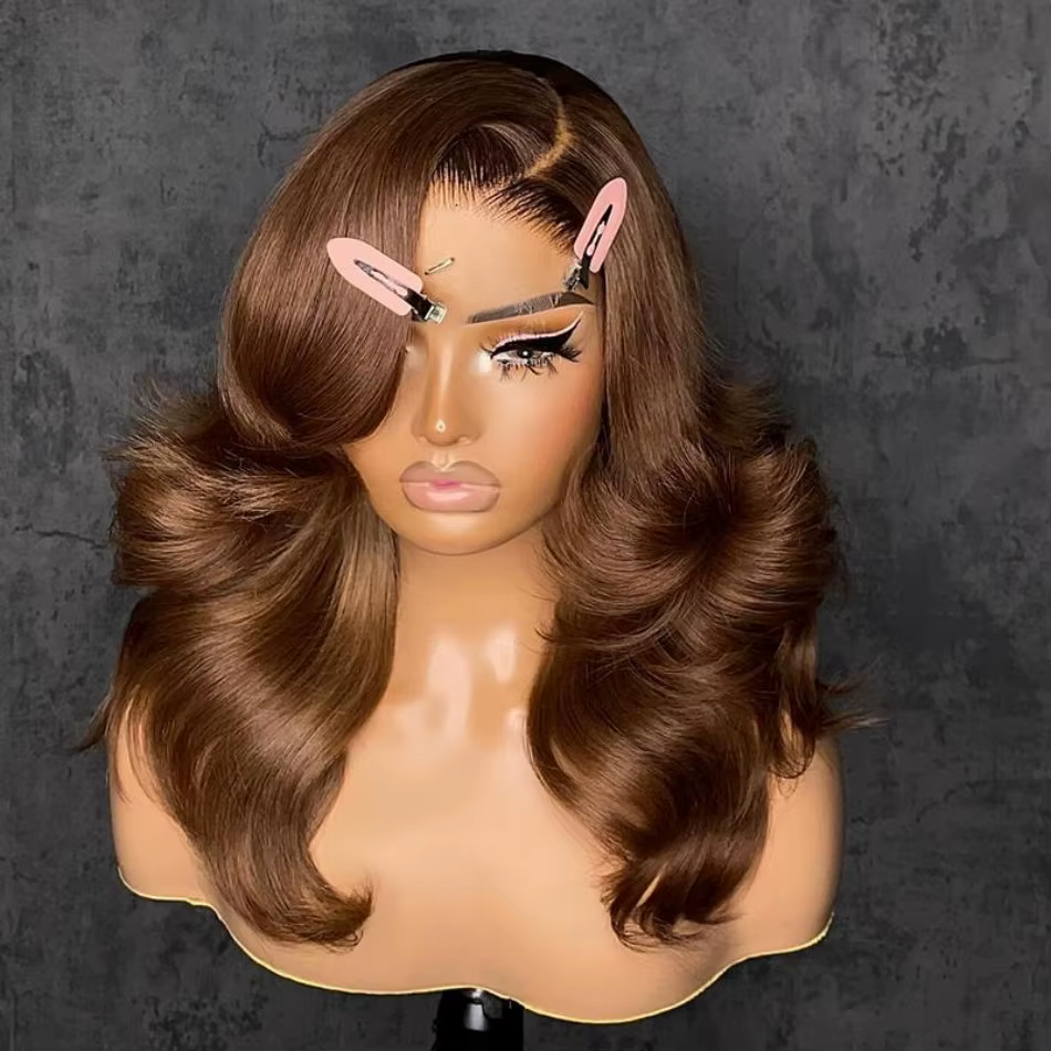 13X6 Hd Lace Frontal Wig Chocolate Brown Human Hair Wigs Body Wave Lace Front Wigs Pre Plucked Brazilian For Black Women 30 Inch