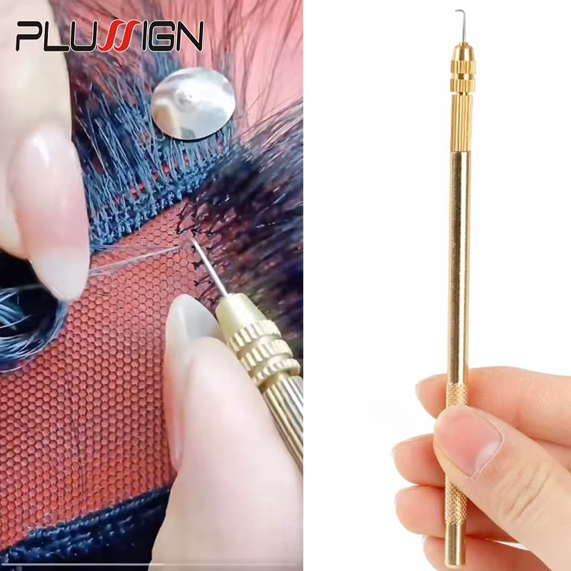 Copper Crochet Hook Set Ventilating Needles Hook For Lace Front Wigs With Individual Package Professional Hook Wig Making Tools
