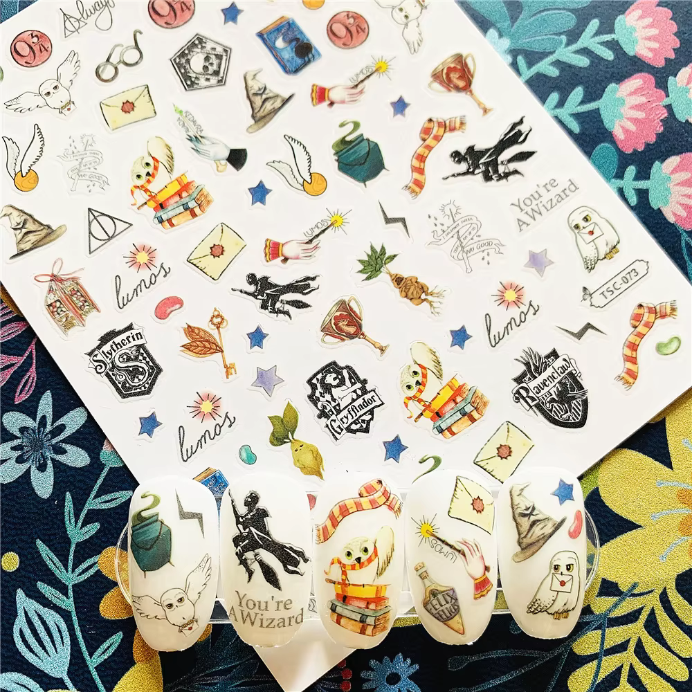 Newest TSC-073 Magic cartoon characters series 3d nail art stickers decal template diy nail tool decoration