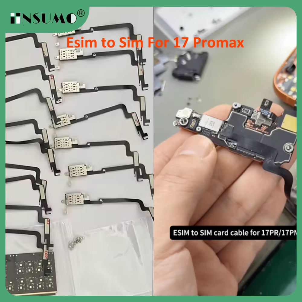 For iPhone 17Pro Max US Version Esim to Sim Dual Card Flex Cable With Integrated MEP Cable +Card Slot+SIM Tray+IC For iPhone