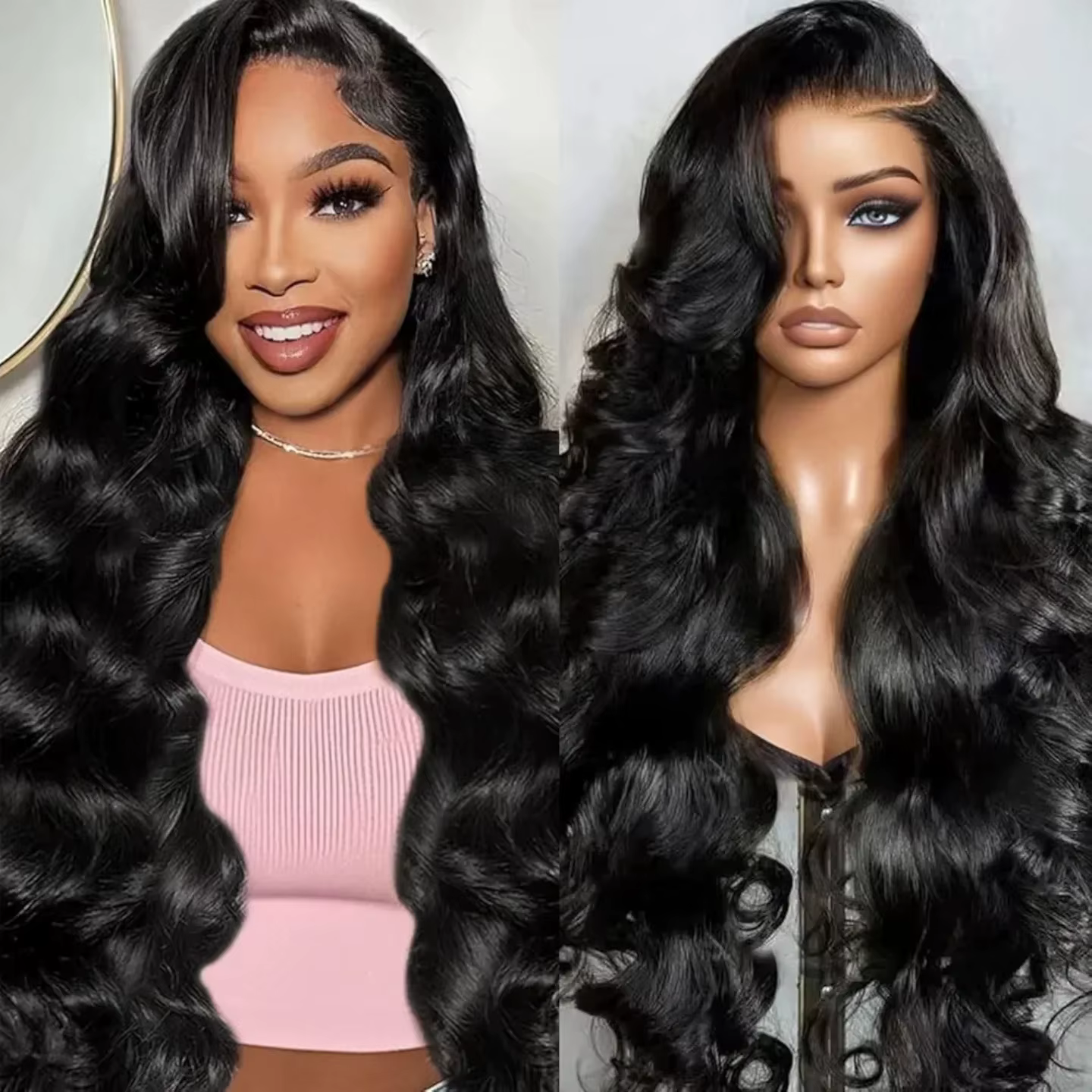 40 Inch 13x6 Body Wave Human Hair Frontal Wig 13x4 HD Lace Natural Black Front Wig Pre Plucked Human Hair Wigs For Black Women