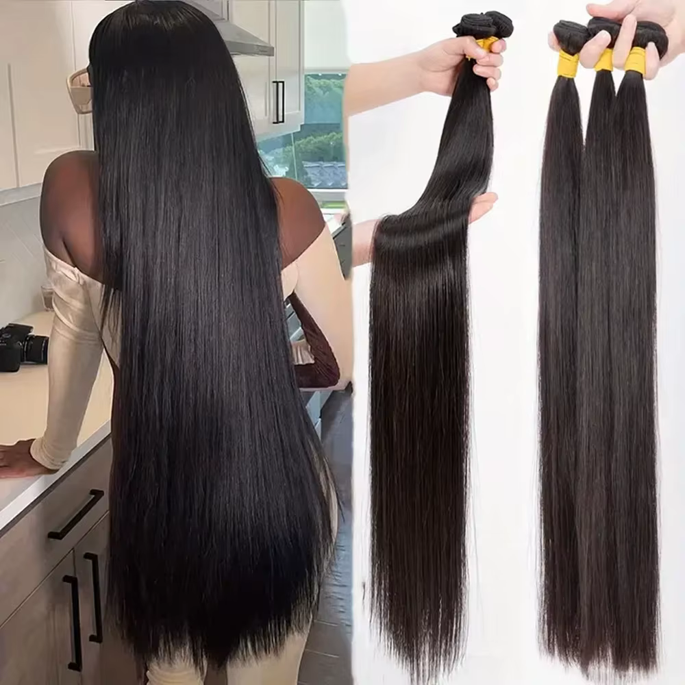 42 Inch Bundles Bone Straight Brazilian Human Hair Bundles Raw Extensions Tissage For Women