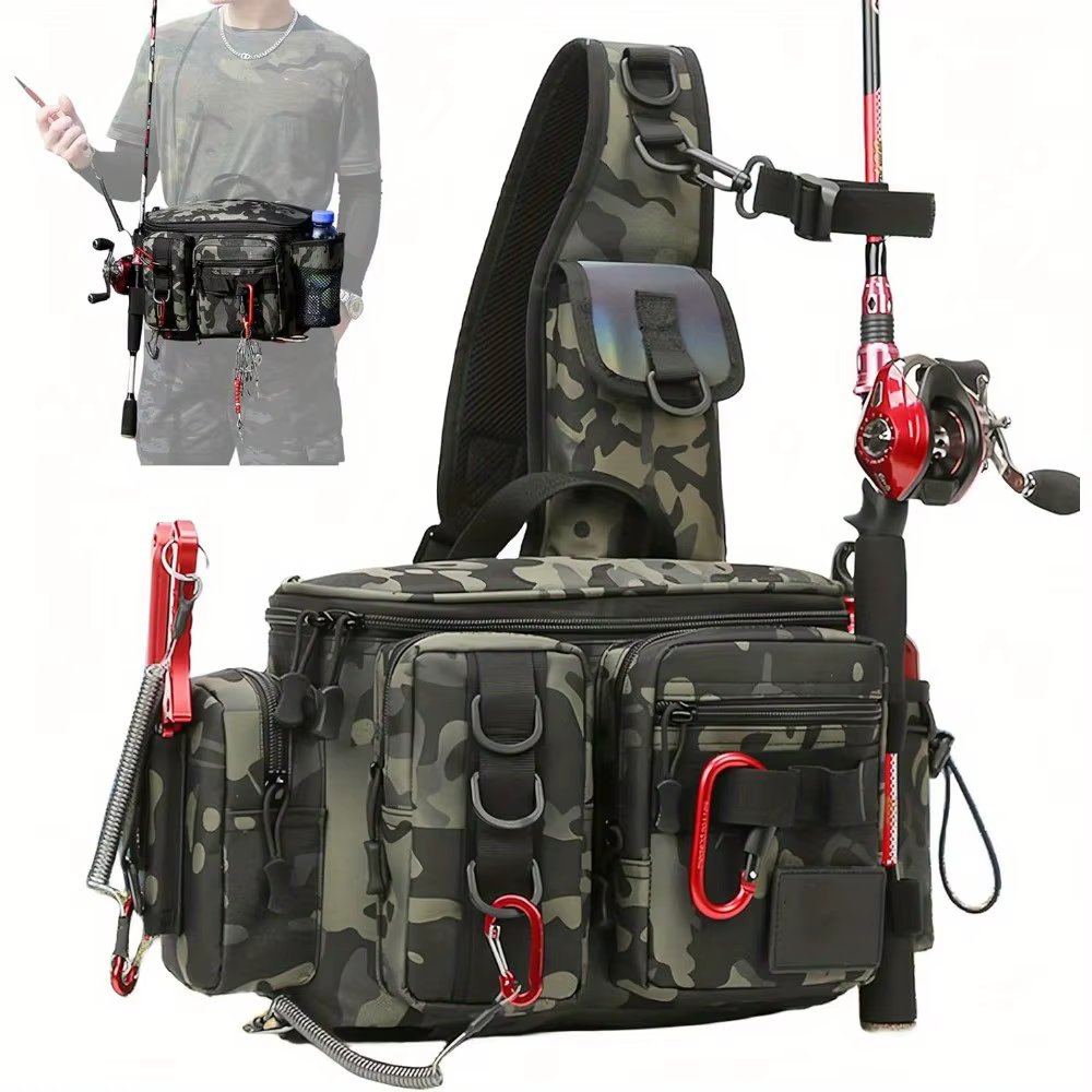 Fishing Tackle Backpack Fishing Waist Bag Fishing Tackle Shoulder Bag, Ideal for Fishing, Camping, Hiking and More