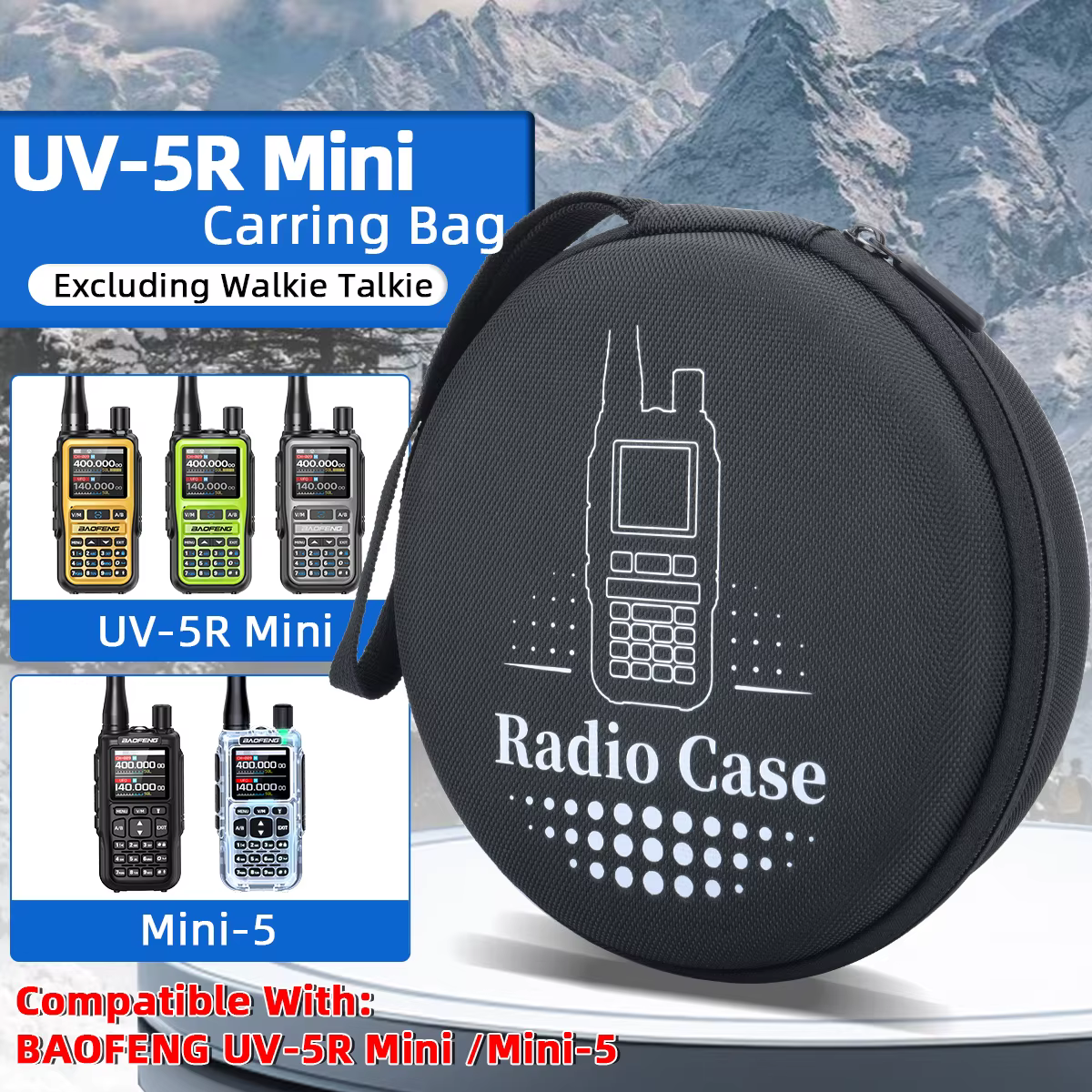 ABBREE UV-5R Mini Walkie Talkie Carrying Case Handbag Storage For UV-5RMini Mini 5 Ham Radio Launch Camping Bag