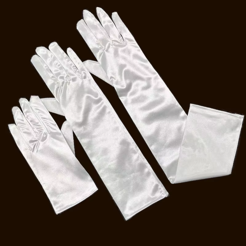 Women's White Satin Wedding Bride Gloves 23 cm 38 cm 55 cn Ball Gloves Elegant Designed for Formal Occasions