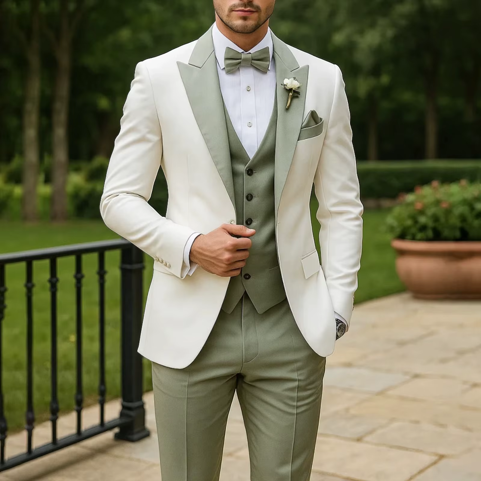 3 Piece Formal Men Suit Groom Groomsman Wedding Party Prom Business Male Tuxedos Set Blazer Vest Pants
