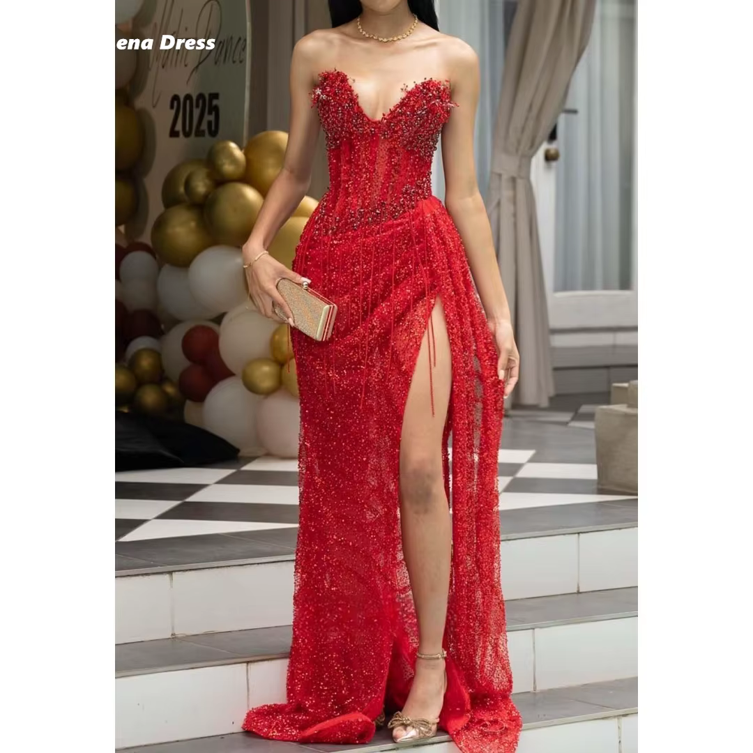 Lena Shiny Women's Elegant Dresses for Special Occasions Beads Luxury Prom Dress 2025 Luxury Evening Dress Custom Made Mermaid