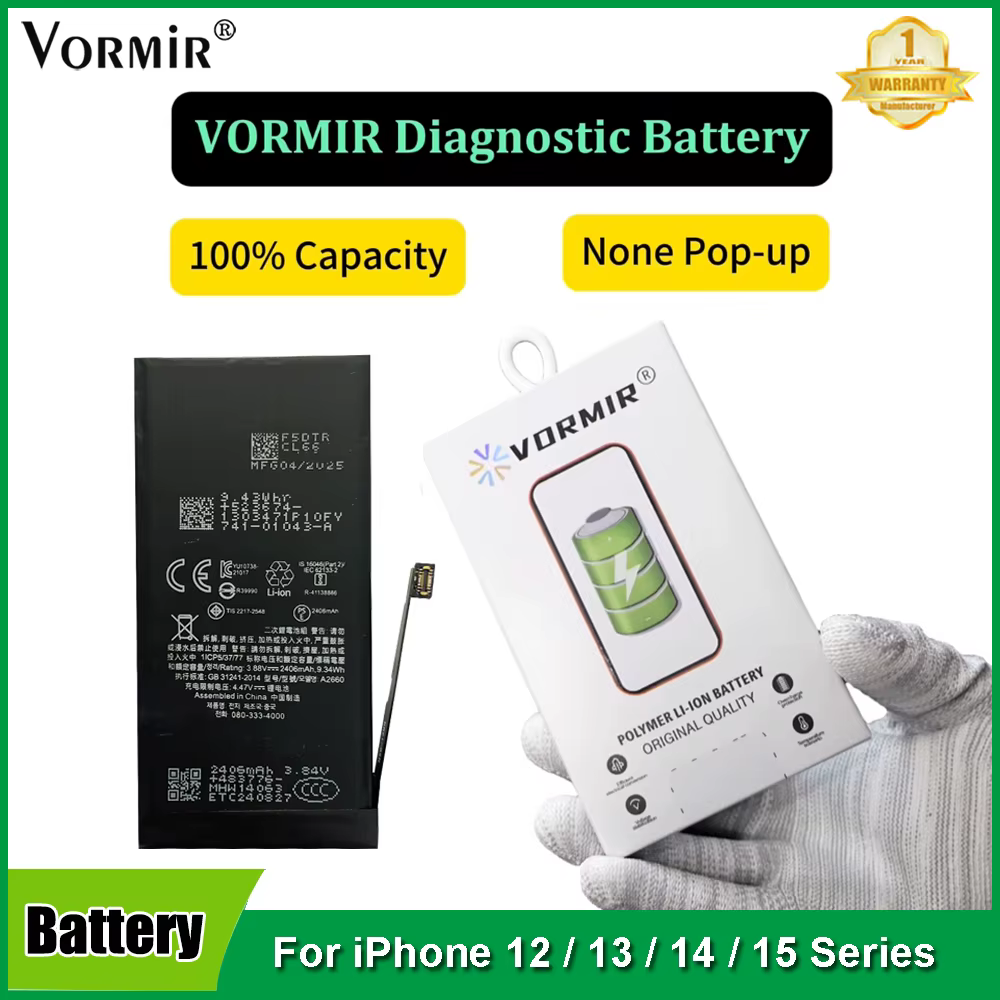 Vormir Diagnostic Battery 100% Capacity For iPhone 12 13mini 14 14Plus 15Pro Max Shows Genuine Parts No Error Message Pop up