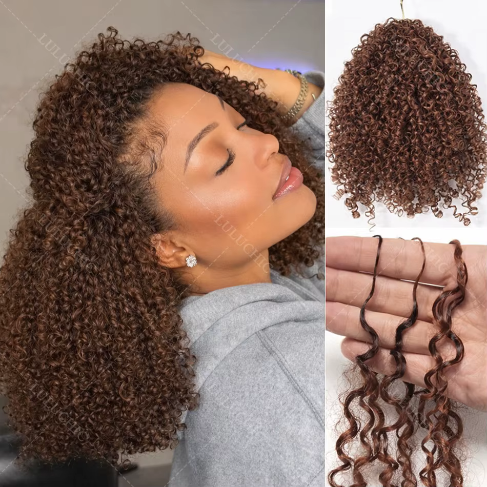 12A Dark Brown Feather Crochet Human Hair Extension For Braid Kinky Curly PreSeparated Knotless Small Spirals Curly Crochet Hair