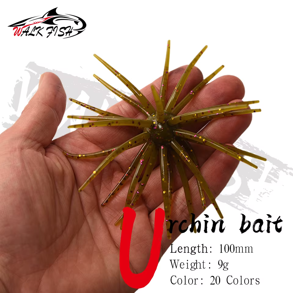 WALK FISH 3Pcs 10cm 9g TPE Sea Urchin Soft Bait Silicone Fishing Lures for Bream Mandarin Tilapia Trout Sea Bass