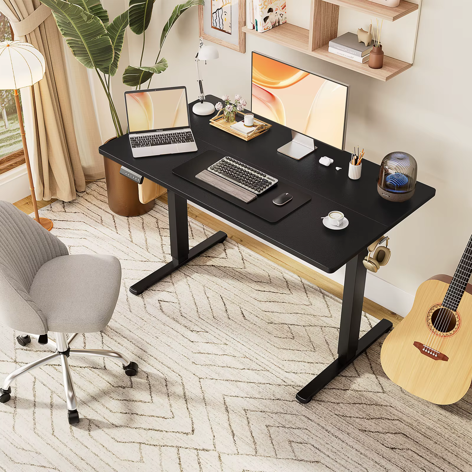JHK Ergonomic Electric Standing Desk Height Adjustable Computer Desk Large Work PC Table Home Office Writing Gaming Desks