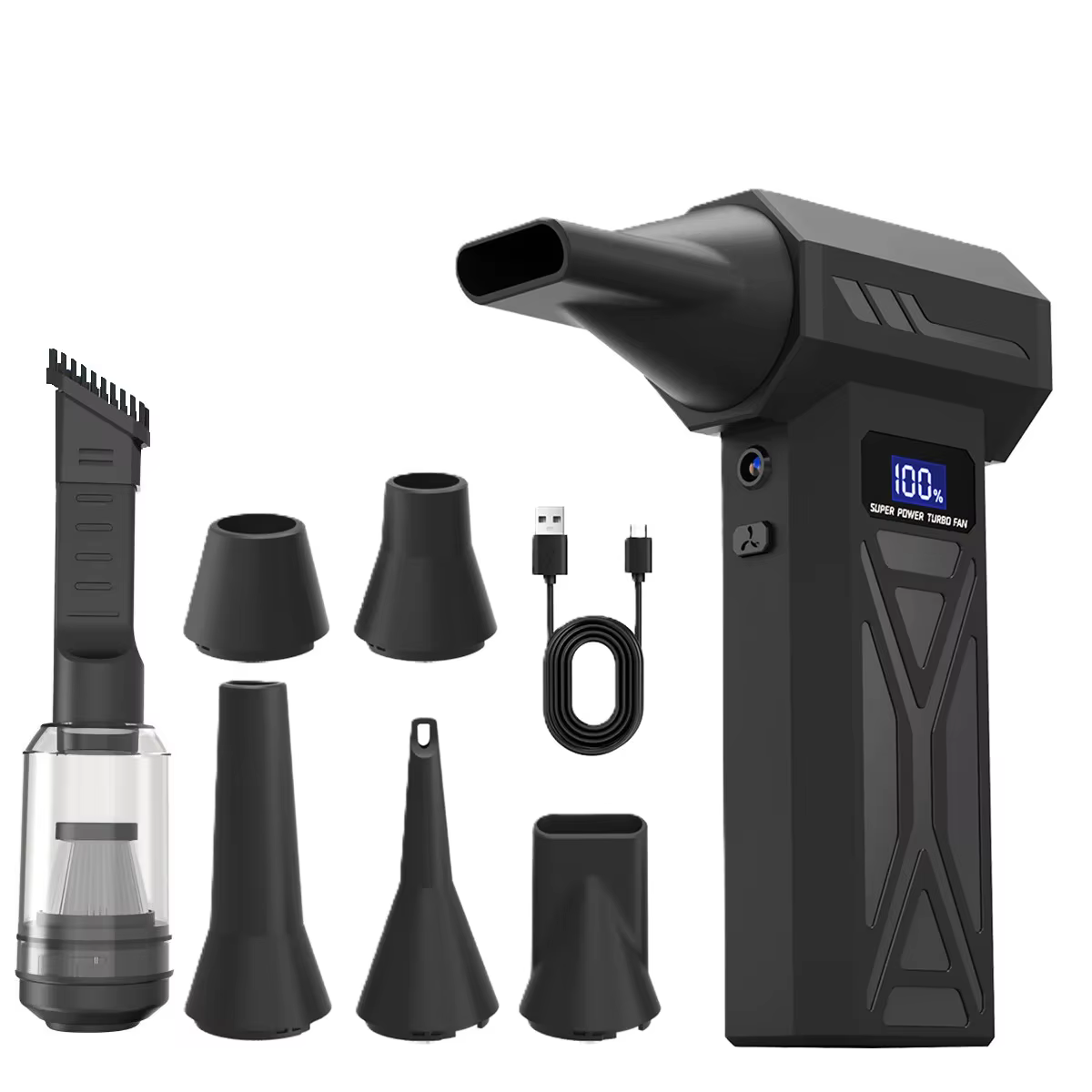 Powerful Air Blower 110000Rpm 4 Gear Adjustable Turbo Jet Blower With Led Light Battery Display Cordless Compressed Air Duster