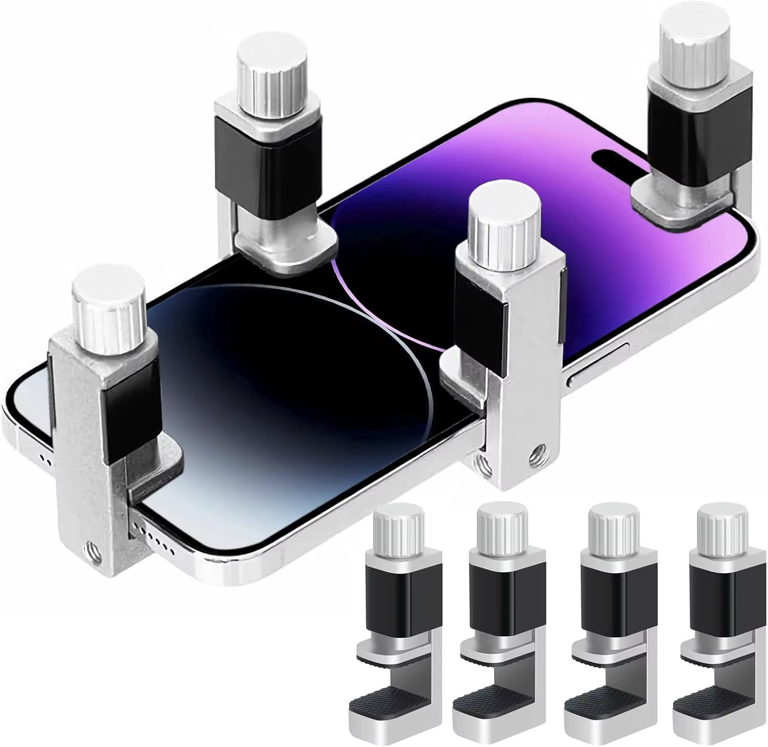4pcs Phone Repair Clamp for Screen Repair, Adjustable Fastening Phone Clip Holder, Frame Clamp for LCD Phone Screen Replacement