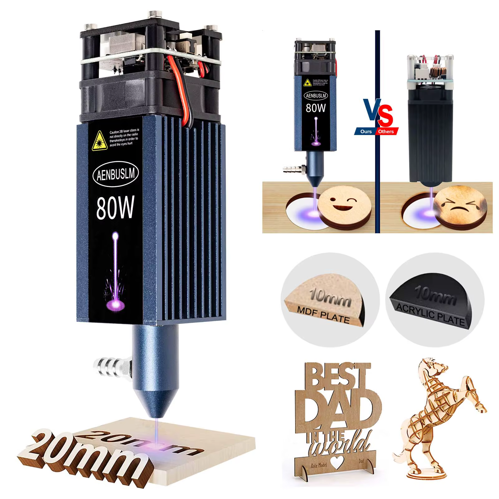 AENBUSLM 40W 80W Laser Engraving Head 450nm Blue Light Laser Module CNC Laser Cutting Machine DIY Engraver Woodworking Tools