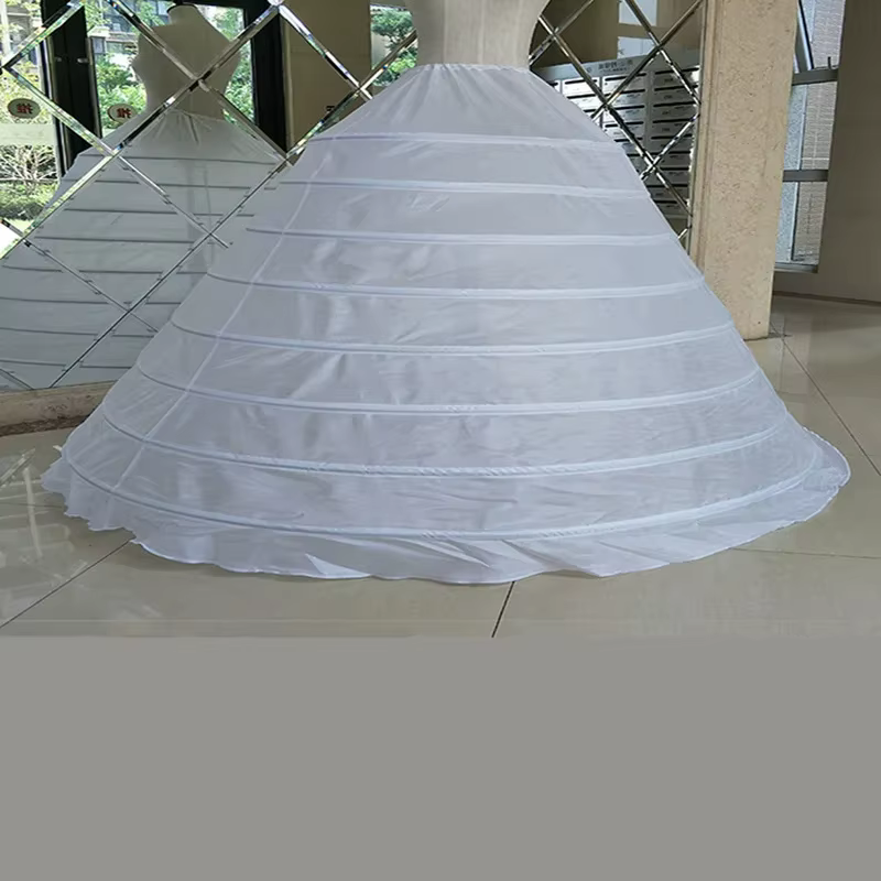 White 8 Hoops Super Puffy Petticoats Half Slip Skirt Floor Length Ballgown Underskirt for Wedding Quinceanera Dress