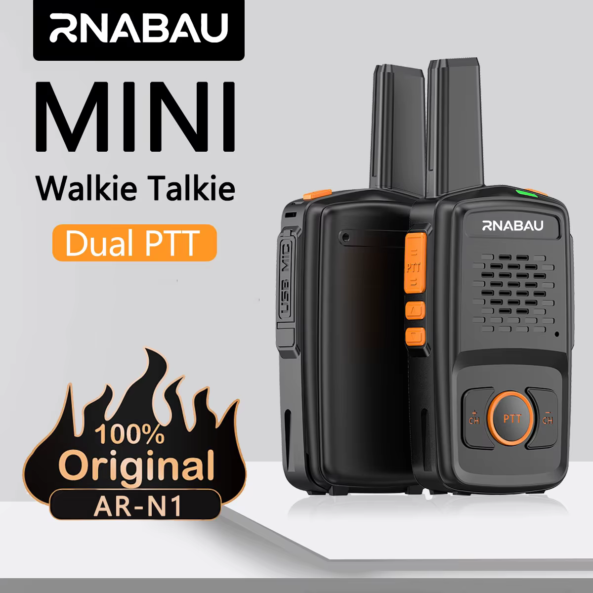 Mini Walkie Talkie RNABAU 16 Channels Professional MT-N1 UHF 400-470MHZ Match Baofeng Two Way Radio