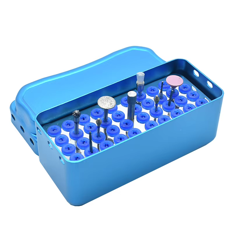 Dental Instrument 40holes Burs Holder FG Bur Low High Speed Bur Holder Box Case  Dentist Material Metal Tool 15holes