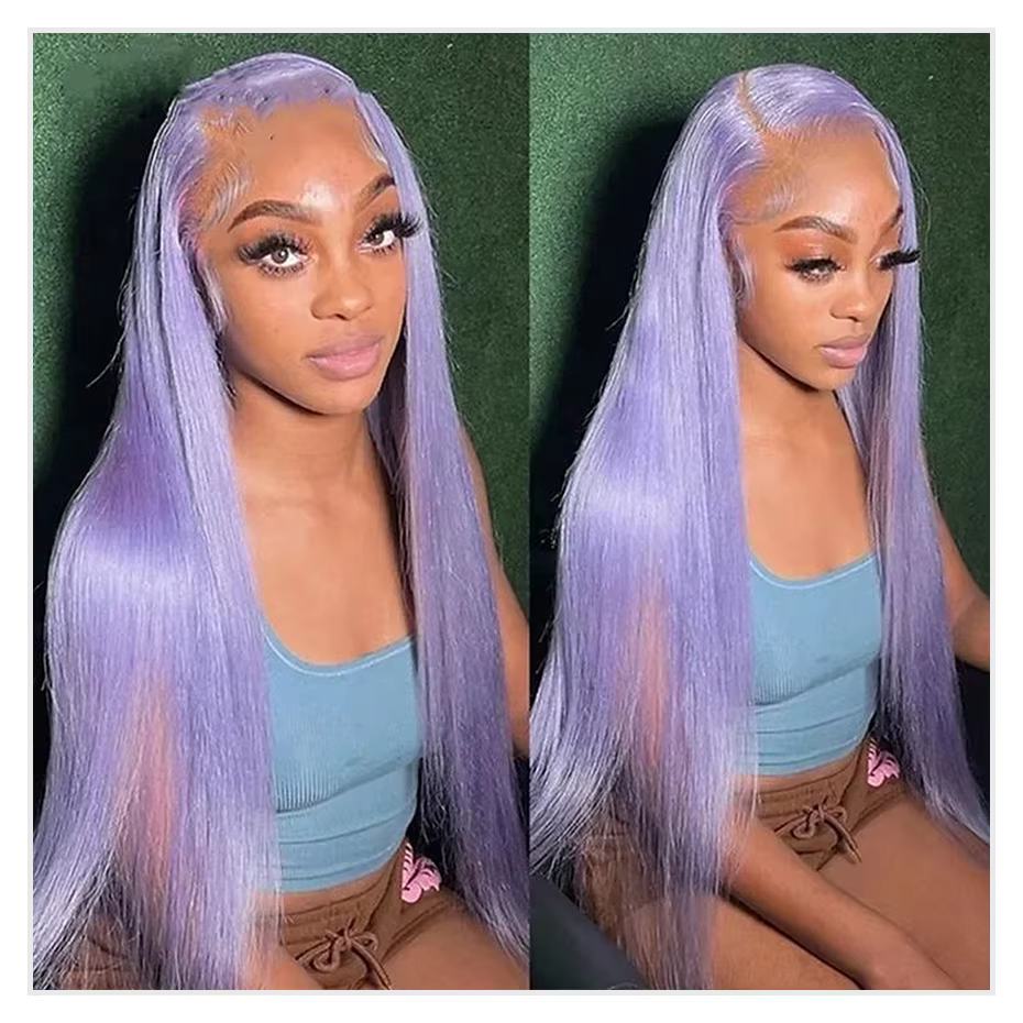 Light Purple Straight Human Hair Wig Brazilian Raw Hair 13x6 HD Lace Frontal Wig Pre Plucked 613 Human Hair Wigs For Black Women