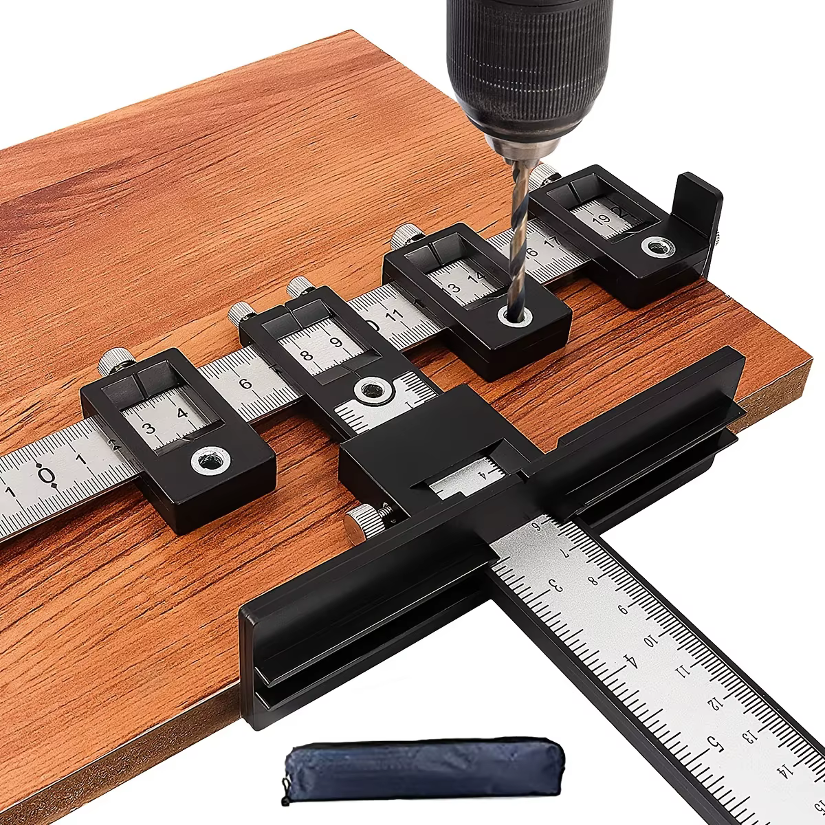 Cabinet Hardware Jig Tool - Wood Drilling Dowelling Guide for Installation of Handles Knobs on Doors and Drawer