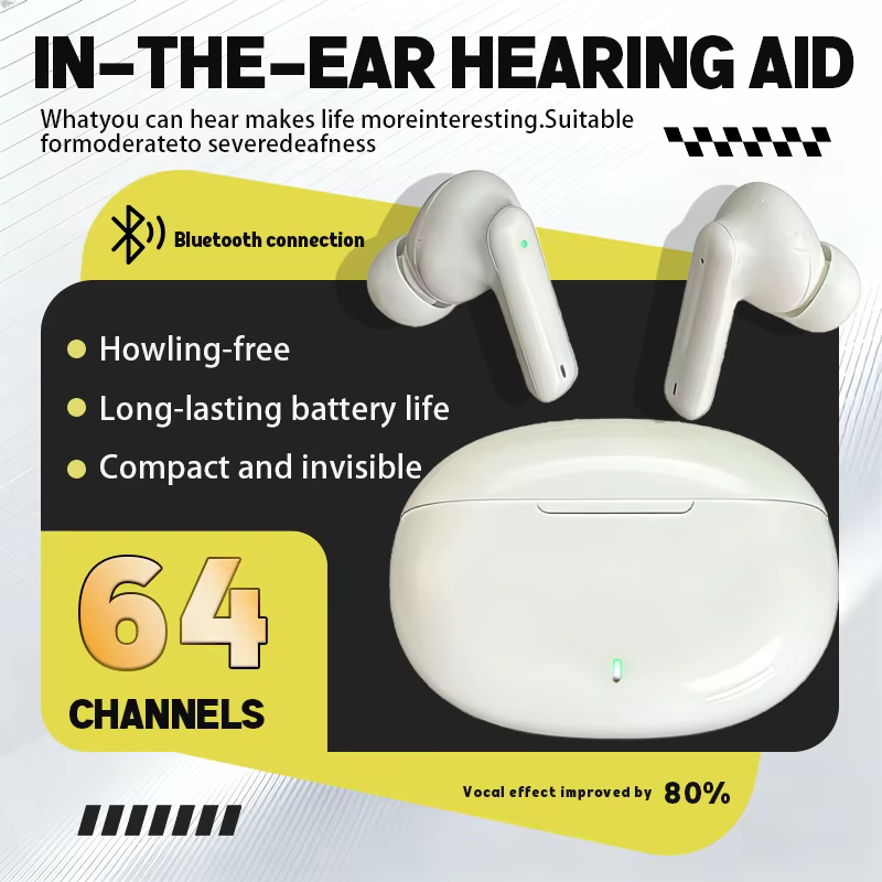 Bluetooth 64-Channel Hearing Aids For Seniors Rechargeable Digital Noise Cancelling Hearing Amplifier With Charging Case